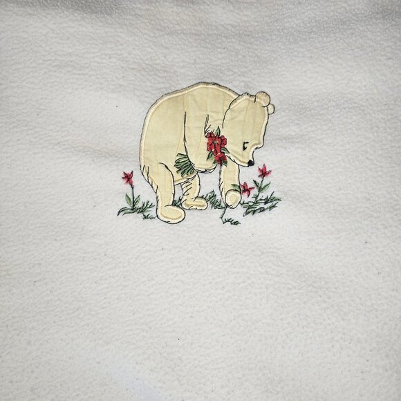 VTG Y2K Mothercare Winnie The Pooh Cream Fleece Blanket Long Portugal 33x70" - Picture 1 of 10